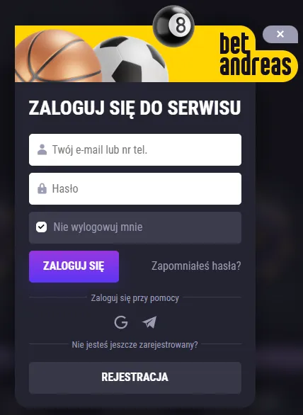 Login methods to Betandreas