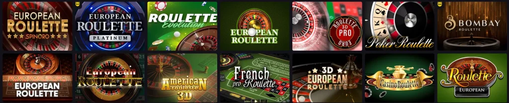 Categories of casino games in the app